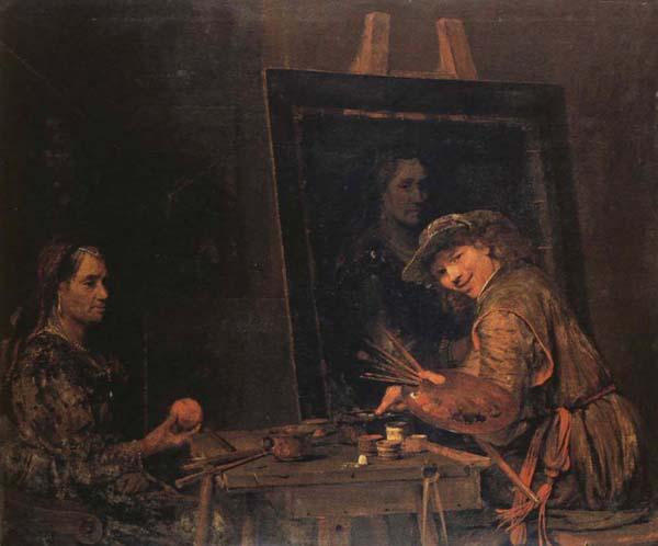 Arent De Gelder Self-Portrait Painting an Old Woman Sweden oil painting art